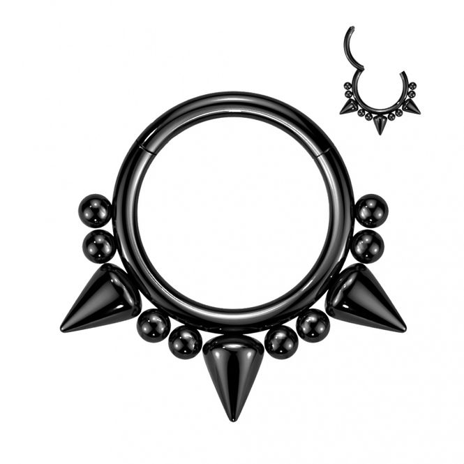 Hoofdbeeld Drac Spikes Hinged Ring Black