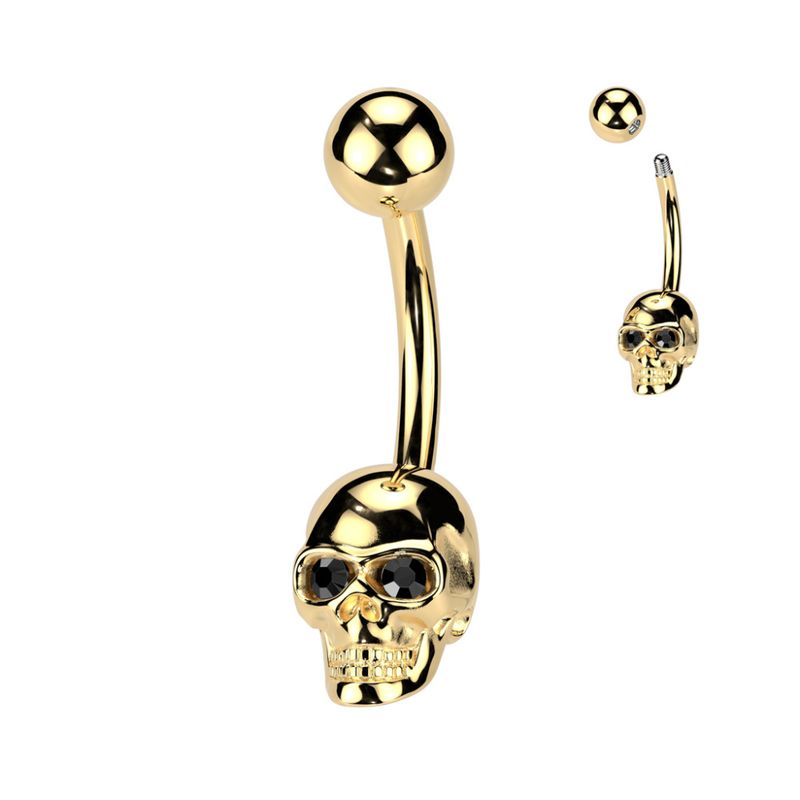 Skull Belly Ring Gold