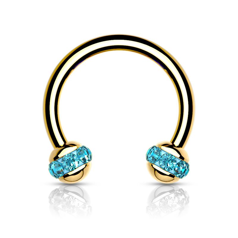 Circular Barbell Multi Jeweled Gold Blue