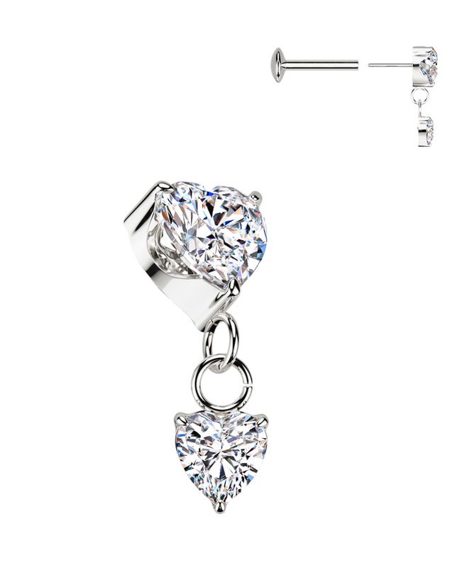 Titanium Heart Dangle Push-fit Clear