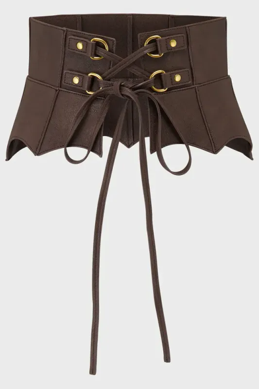  Wetland Bat Peplum Corset [BROWN]