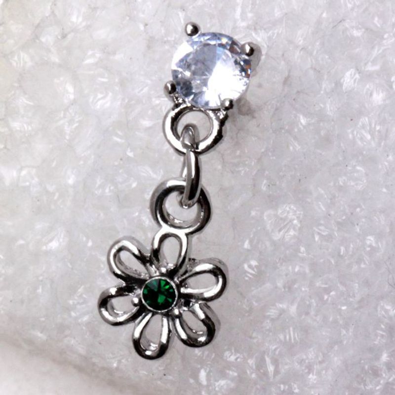 Green Gem Flower Barbell 