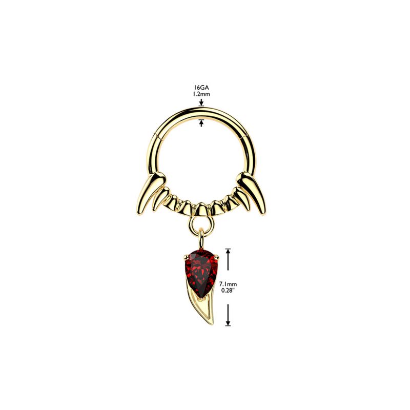 Vampiria Fangs Hinged Ring Black Red