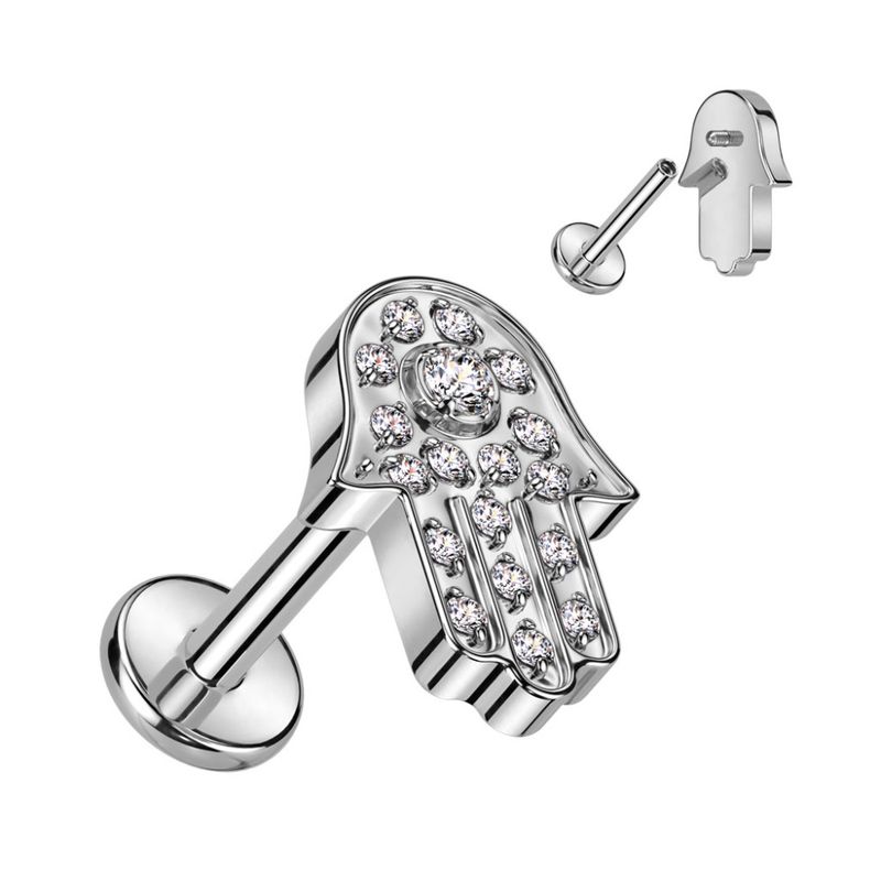 Hamsa Internally Threaded Labret Clear