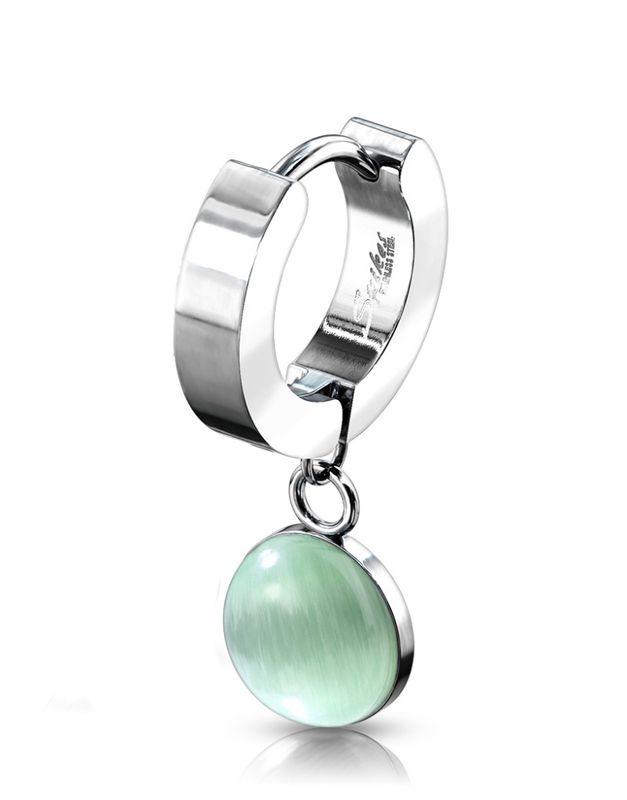 Hoop Earring Stone Jade Green