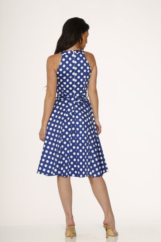 June Polka Dot Swing Dress [Blue]
