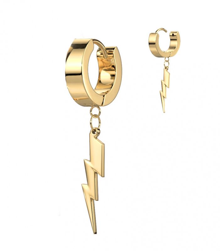 Hoop Earring Lightning Bolt Gold