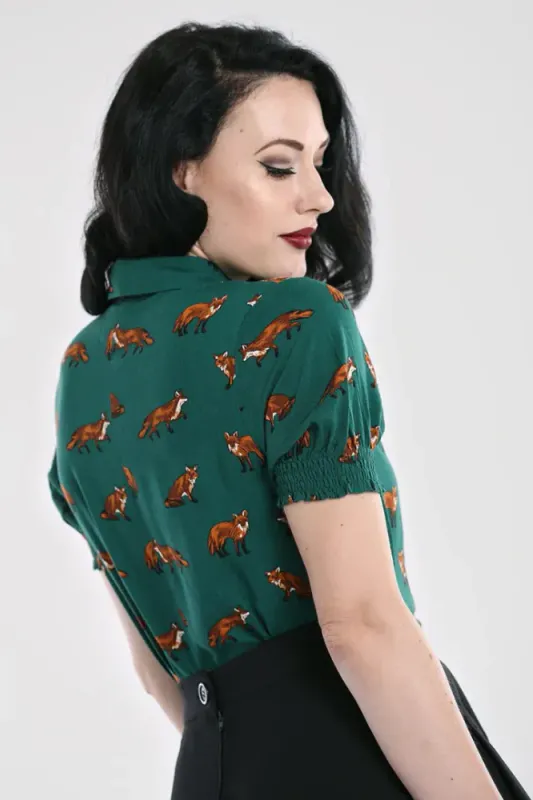 Vixey Fox Blouse Dark Green