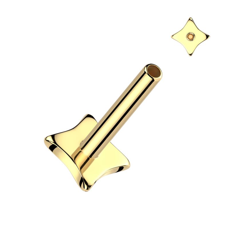 Push-fit Threadless Diamond Labret Gold