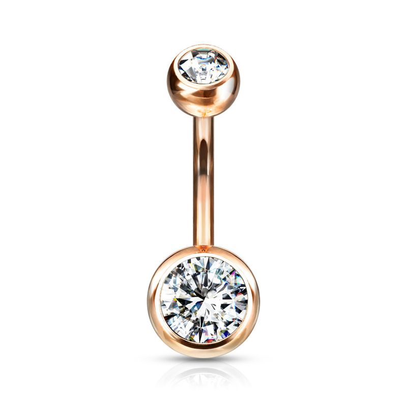 Petite Titanium Belly Ring Rose Gold Clear