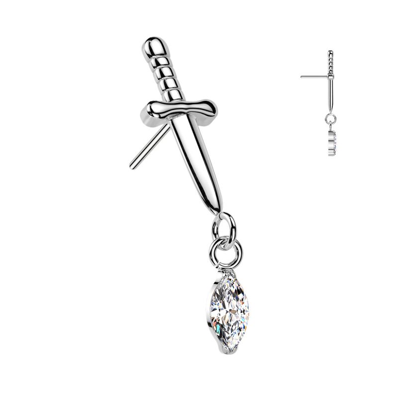Crystal Dagger Dangle Push-fit Clear
