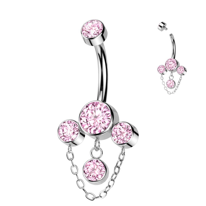 Elizah Chain Belly Ring Pink