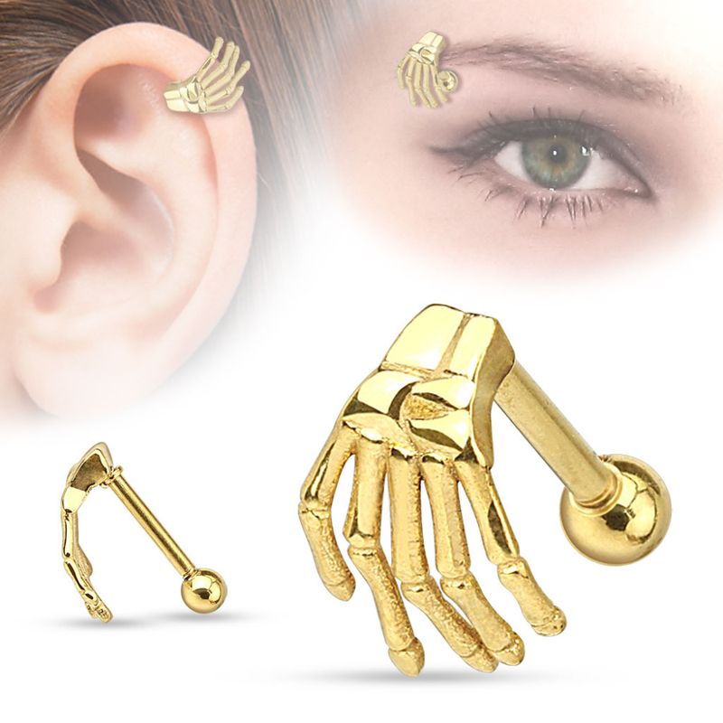 Skeleton Hand Barbell Gold